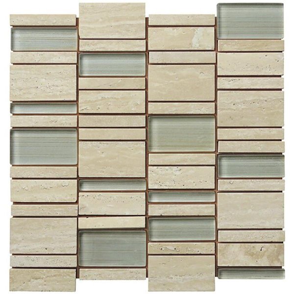 Intrend Tile Travertine Stone Linear Glass Blend NS022F